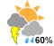 Chance of showers. Risk of thunderstorms (60%)